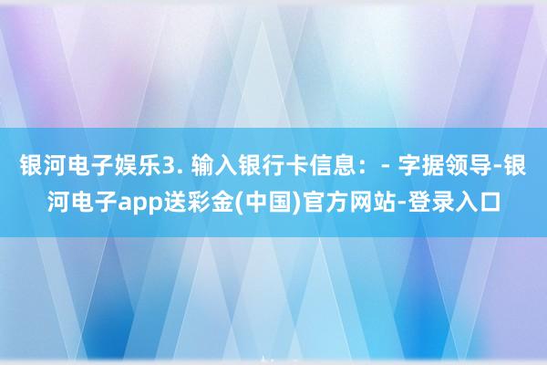 银河电子娱乐3. 输入银行卡信息：- 字据领导-银河电子app送彩金(中国)官方网站-登录入口